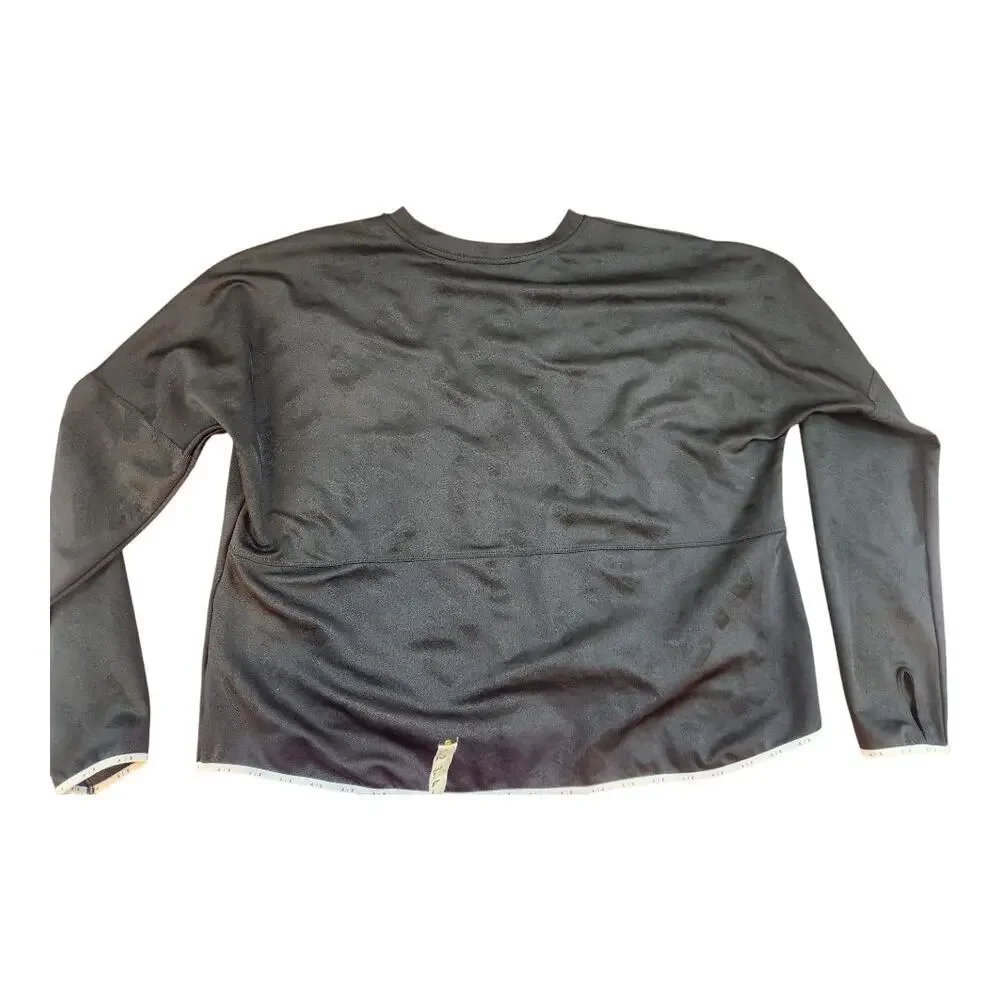 Nike Air womens sz1X long sleeve crop running training black white allover print